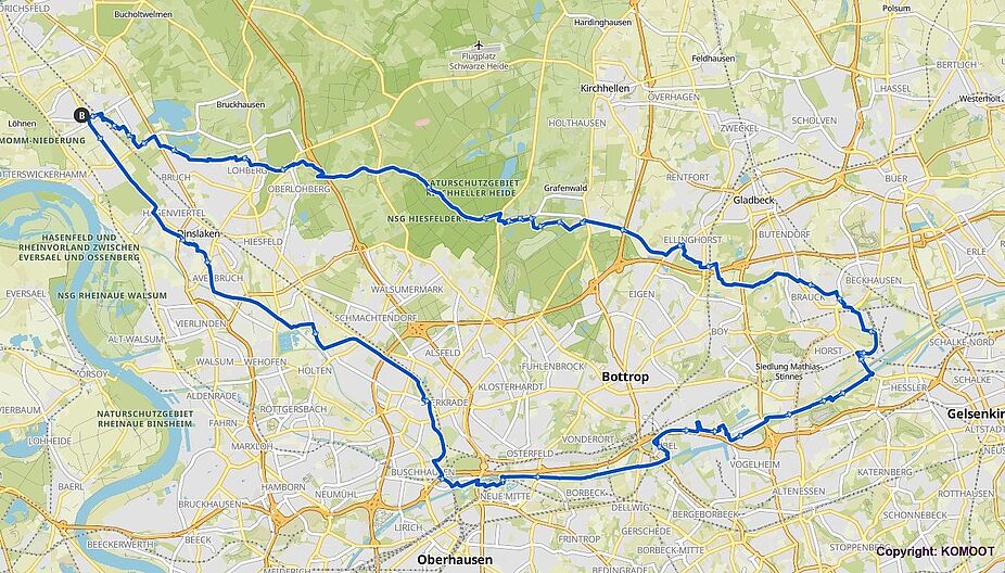 Hier geht's lang Komoot-Karte mit dem heutigen Tourverlauf