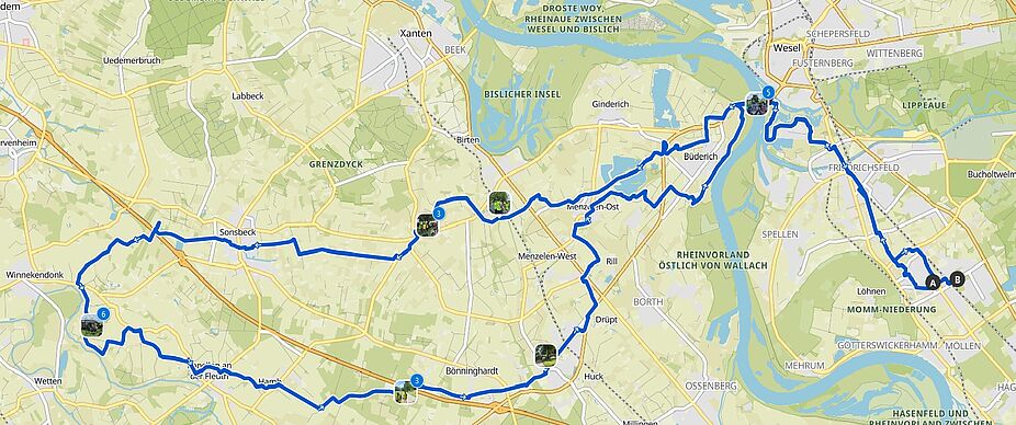 Hier gehts lang! Hier gehts lang! Kartenausschnitt mit dem heutigen Tourverlauf